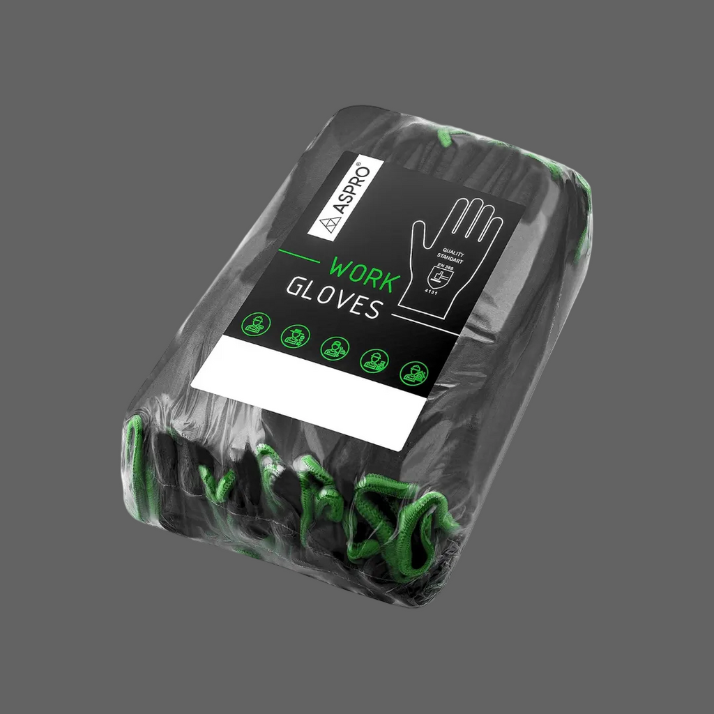 PU Coated Work Gloves, Black Nylon, Packs of 10 Pairs