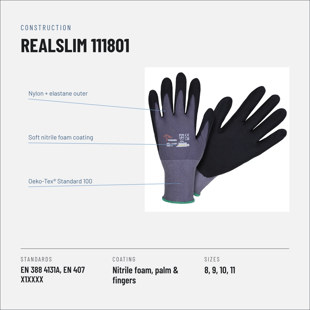 Nitrile Foam Assembly Gloves, EN 388 4131A, Packs of 12 Pairs