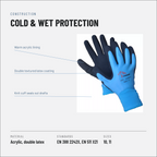 Winter Work Gloves, Double Dipped Latex, Waterproof to EN 511