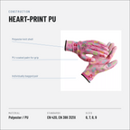 Patterned Garden Gloves, Pink PU Coated, Packs of 12 Pairs