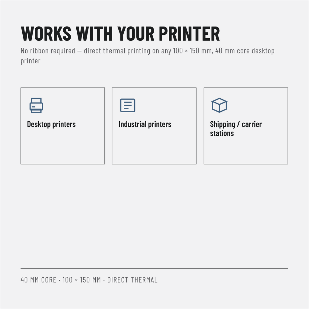 Standard Direct Thermal Shipping Labels 100 x 150 mm, Rolls of 500