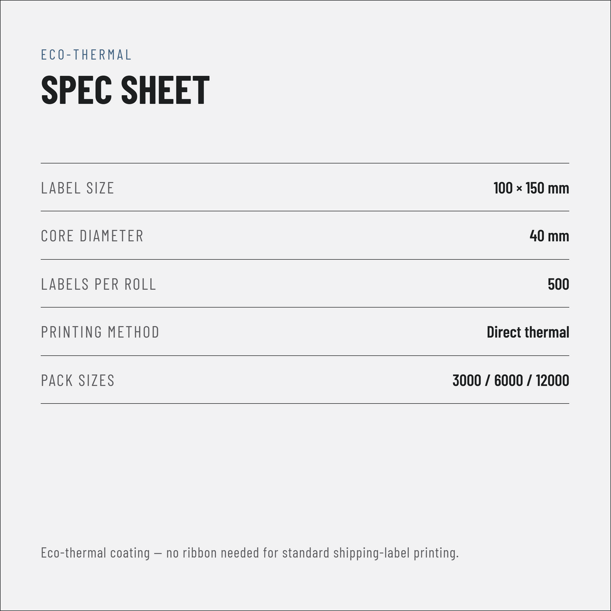 Standard Direct Thermal Shipping Labels 100 x 150 mm, Rolls of 500