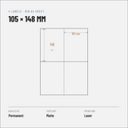 A4 Laser Shipping Labels 105 x 148 mm, 4 per Sheet