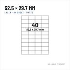 A4 Laser Labels 52.5 x 29.7 mm, 40 per Sheet