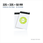 Courier Polybags 225 x 325 + 50 mm, White, 55 Micron