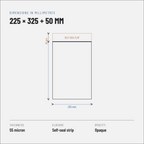 Courier Polybags 225 x 325 + 50 mm, White, 55 Micron