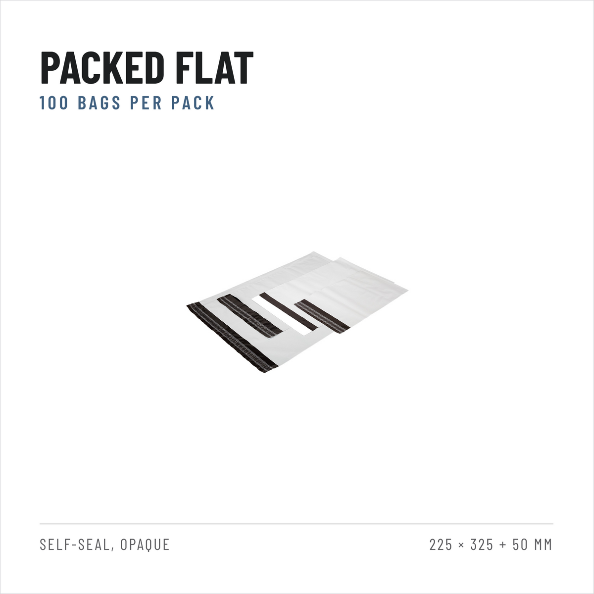Courier Polybags 225 x 325 + 50 mm, White, 55 Micron