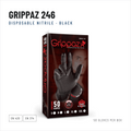 Grippaz 246 Textured Nitrile Gloves, Black, Boxes of 50