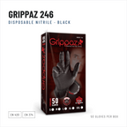 Grippaz 246 Textured Nitrile Gloves, Black, Boxes of 50