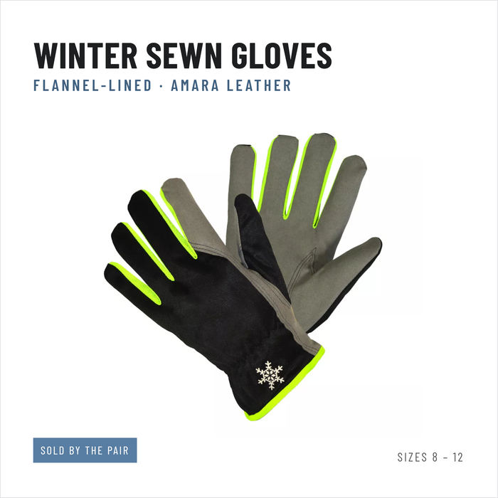 Lined Winter Work Gloves, Synthetic Leather with Flannel Lining