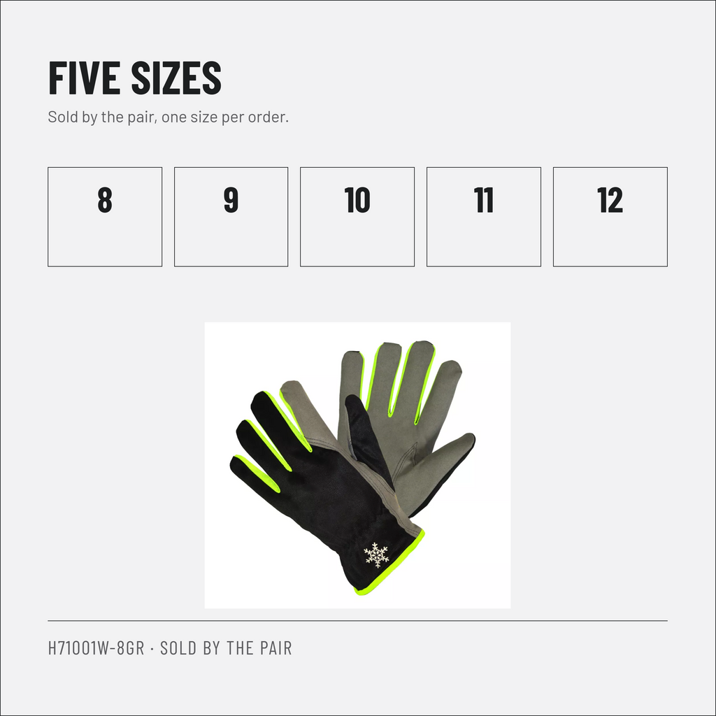 Lined Winter Work Gloves, Synthetic Leather with Flannel Lining