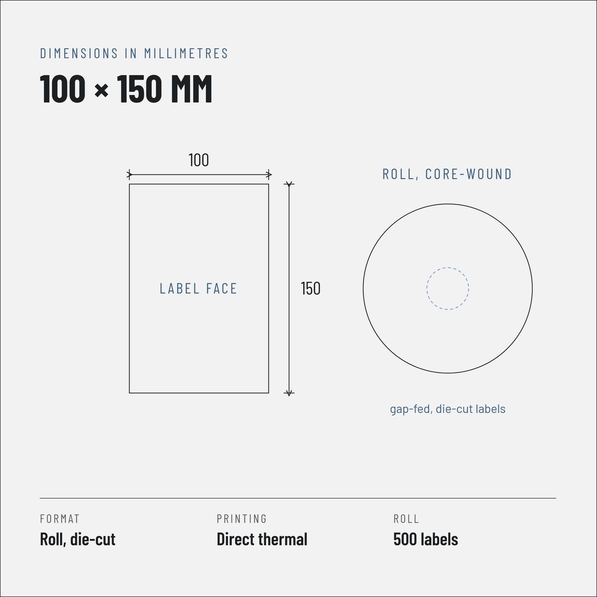 Premium Direct Thermal Shipping Labels 100 x 150 mm, Rolls of 500