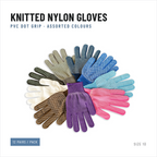 PVC Dot Grip Knitted Gloves, Nylon, Seven Colours, Packs of 12 Pairs