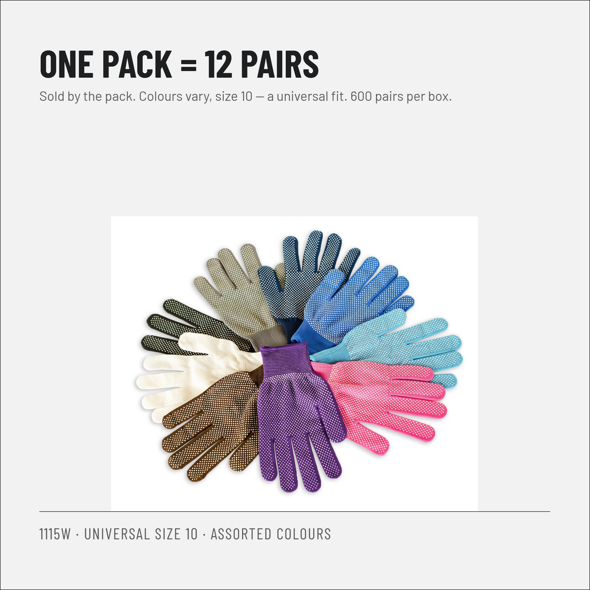 PVC Dot Grip Knitted Gloves, Nylon, Seven Colours, Packs of 12 Pairs