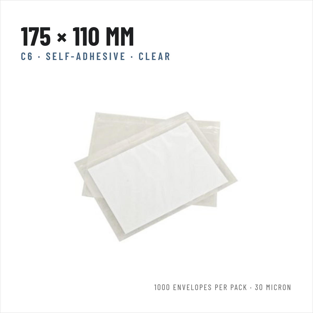 Clear self-adhesive C6 document pouch, 175 x 110 mm with a 15 mm adhesive flap